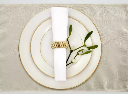 Serwetka 30x40 ISLA kremowa z żakardowym wzorem liści bananowca 4 szt.