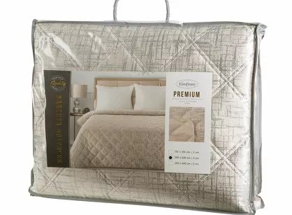 Narzuta welwetowa 170x210 BLINK 6 kremowa błyszcząca srebrny przecierany wzór