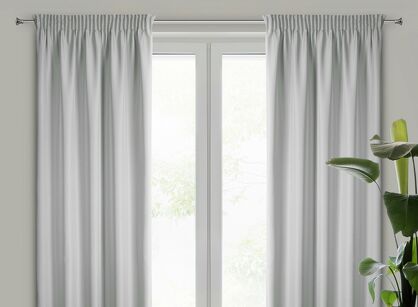 Zasłona na taśmie 140x270 RITA jednokolorowa stalowa z miękkiej tkaniny