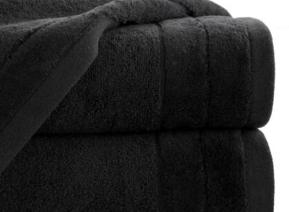 Ręcznik bawełniany 70x140 DAMLA czarny gładki z subtelną bordiurą
