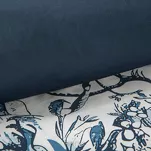 Pościel satynowa 140x200 SPRING 86 biała z granatowym wzorem roślinnym z kolekcji Classic - 3