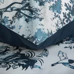 Pościel satynowa 140x200 SPRING 86 biała z granatowym wzorem roślinnym z kolekcji Classic - 2