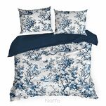 Pościel satynowa 140x200 SPRING 86 biała z granatowym wzorem roślinnym z kolekcji Classic - 4