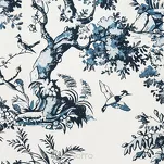 Pościel satynowa 140x200 SPRING 86 biała z granatowym wzorem roślinnym z kolekcji Classic - 4