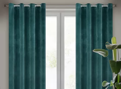 Zasłona na przelotkach 140x250 VILLA welwetowa ciemny turkus o aksamitnej strukturze