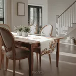 Bieżnik gobelinowy 40x100 1223 naturalny z nadrukiem pomarańczowych dyni - 5