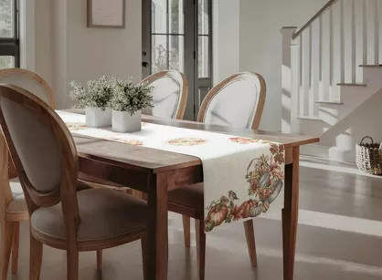 Bieżnik gobelinowy 40x100 1223 naturalny z nadrukiem pomarańczowych dyni