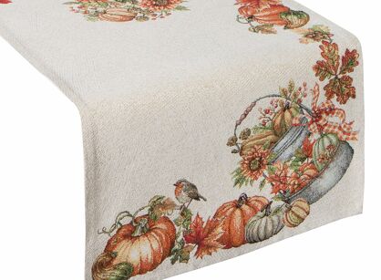 Bieżnik gobelinowy 40x100 1223 naturalny z nadrukiem pomarańczowych dyni