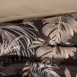 Pościel z mikrowłókna 160x200 RODOS ciemny brąz ze srebrnym nadrukiem beżowych egzotycznych liści Design 91 - 5