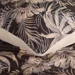 Pościel z mikrowłókna 160x200 RODOS ciemny brąz ze srebrnym nadrukiem beżowych egzotycznych liści Design 91 - 4