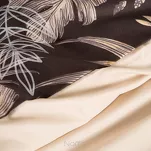 Pościel z mikrowłókna 160x200 RODOS ciemny brąz ze srebrnym nadrukiem beżowych egzotycznych liści Design 91 - 9
