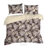 Pościel z mikrowłókna 160x200 RODOS ciemny brąz ze srebrnym nadrukiem beżowych egzotycznych liści Design 91 - 8