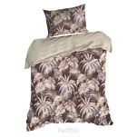 Pościel z mikrowłókna 160x200 RODOS ciemny brąz ze srebrnym nadrukiem beżowych egzotycznych liści Design 91 - 6