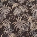 Pościel z mikrowłókna 160x200 RODOS ciemny brąz ze srebrnym nadrukiem beżowych egzotycznych liści Design 91 - 2