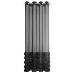 Firana na przelotkach 140x250 DANI 1 czarna z etaminy zdobiona w dolnej części falbanami - 7