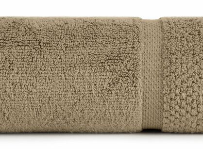 Ręcznik bawełniany 50x90 VILIA beżowy puszysty z ryżową bordiurą