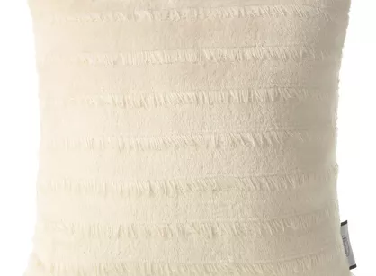 Poszewka jednokolorowa 40x40 EMI beżowa miła w dotyku z wzorem w paski