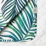 Narzuta pikowana 200x220 PALMS 2 biała z nadrukiem zielonych niebieskich liści palmy - 6