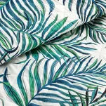 Narzuta pikowana 200x220 PALMS 2 biała z nadrukiem zielonych niebieskich liści palmy - 7