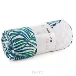 Narzuta pikowana 200x220 PALMS 2 biała z nadrukiem zielonych niebieskich liści palmy - 2