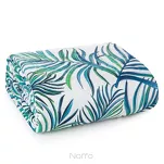 Narzuta pikowana 200x220 PALMS 2 biała z nadrukiem zielonych niebieskich liści palmy - 3