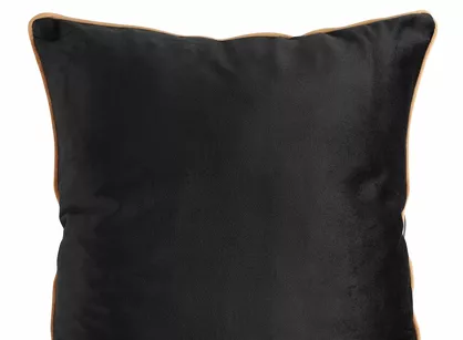 Poszewka welwetowa jednokolorowa 40x40 MEL czarna z ozdobną miodową wypustką