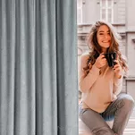 Zasłona na taśmie 140x270 RIVA welwetowa stalowa z nadrukiem imitującym marmur - 11