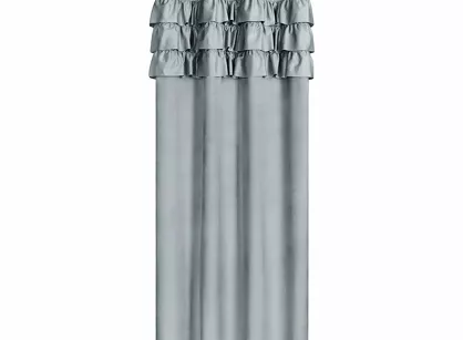 Zasłona gotowa na przelotkach 140x250 SAMI welwetowa srebrna jednokolorowa zdobiona w górnej części falbanami i taśmą z cyrkoniami