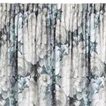 Zasłona na taśmie 140x270 LUCIA welwetowa kremowa niebieska z wzorem wyrazistych piwonii - 4