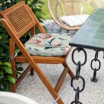 Siedzisko na taras 40x38x4 GARDEN 32 białe wodoodporne niebieski motyw kwiatowy z troczkami - 2