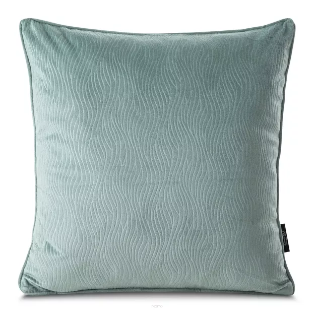 Poszewka welwetowa 40x40 LILI niebieska z wytłaczanym falującym wzorem