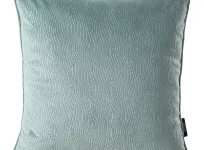 Poszewka welwetowa 40x40 LILI niebieska z wytłaczanym falującym wzorem