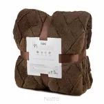 Koc 220x200 CARO ciemny brąz puszysty typu flano z wytłaczanym wzorem Design 91 - 3