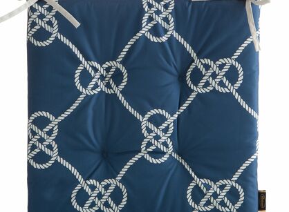 Siedzisko na taras 43x43x4 GARDEN 15 granatowe wodoodporne styl morski z troczkami