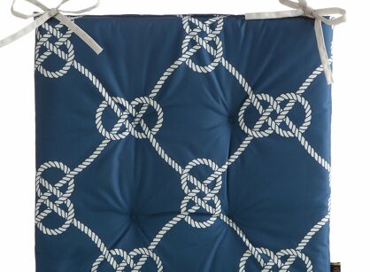 Siedzisko na taras 43x43x4 GARDEN 15 granatowe wodoodporne styl morski z troczkami