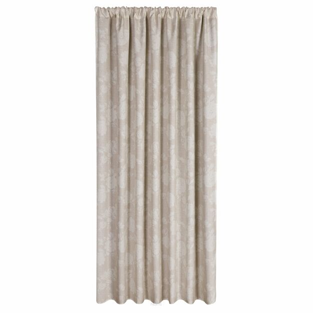 Zasłona na taras 155x200 GARDEN 15 pudrowa w tunelu wodoodporna z motywem roślinnym