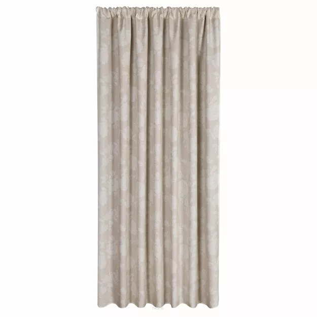 Zasłona na taras 155x200 GARDEN 15 pudrowa w tunelu wodoodporna z motywem roślinnym