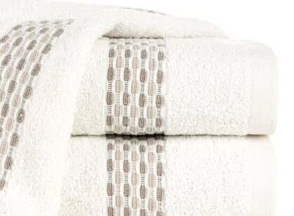 Ręcznik bawełniany 50x90 RIVA kremowy z przeplataną bordiurą efekt 3D