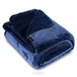 Koc jednokolorowy 220x200 TEDY granatowy imitujący buklę - 3