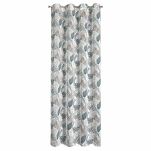 Zasłona na przelotkach 140x250 AMELA biała z etaminy z nadrukiem zielonych liści - 8