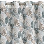 Zasłona na przelotkach 140x250 AMELA biała z etaminy z nadrukiem zielonych liści - 3