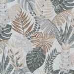 Zasłona na przelotkach 140x250 AMELA biała z etaminy z nadrukiem zielonych liści - 2