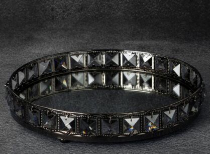 Patera dekoracyjna fi 32x6 HANA 3 czarna z kryształkami z metalu i szkła