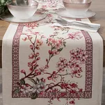 Bieżnik gobelinowy 40x100 THAI naturalny różowy wzór kwiatu wiśni - 7