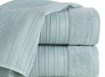 Ręcznik bawełniany 70x140 ROSITA miętowy z subtelną bordiurą w delikatne poziome paski
