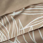 Pościel satynowa 160x200 SPRING 81 jasny brąz z wzorem białych wyrazistych liści z kolekcji Classic - 3