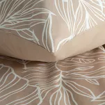 Pościel satynowa 160x200 SPRING 81 jasny brąz z wzorem białych wyrazistych liści z kolekcji Classic - 2