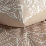 Pościel satynowa 160x200 SPRING 81 jasny brąz z wzorem białych wyrazistych liści z kolekcji Classic - 6