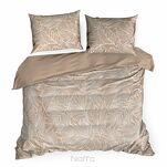 Pościel satynowa 160x200 SPRING 81 jasny brąz z wzorem białych wyrazistych liści z kolekcji Classic - 2