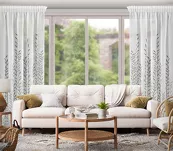 Zasłona na taśmie 140x270 GLORI biała z etaminy z delikatnymi stalowymi listkami - 10